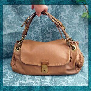 Bottega Veneta Intrecciato Cognac Leather Shoulder Bag